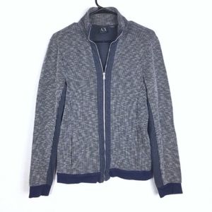 A/X Armani exchange heathered marled knit full zip jacket size small petite